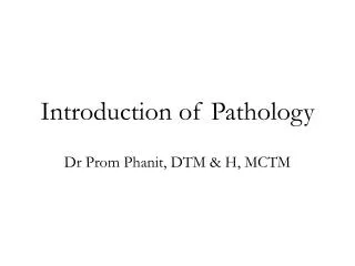 Introduction of Pathology