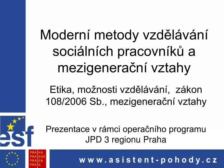 modern metody vzd l v n soci ln ch pracovn k a mezigenera n vztahy