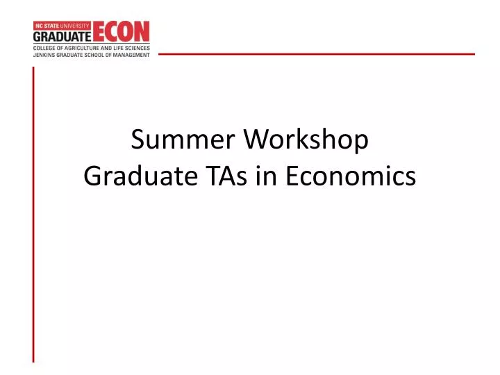 summer workshop graduate tas in economics