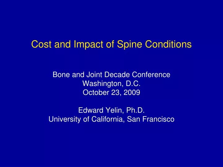 cost and impact of spine conditions