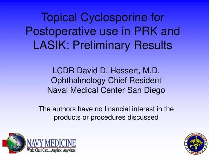 topical cyclosporine for postoperative use in prk and lasik preliminary results