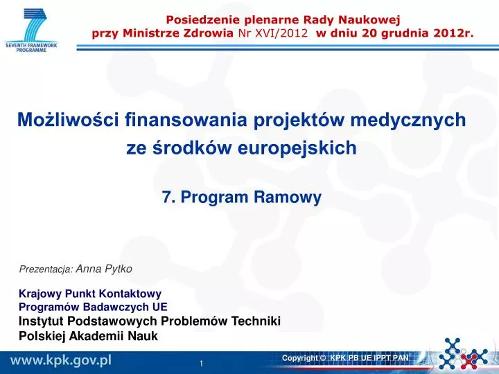 posiedzenie plenarne rady naukowej przy ministrze zdrowia nr xvi 2012 w dniu 20 grudnia 2012r