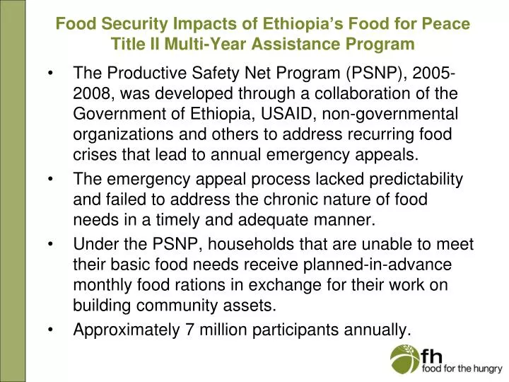 food security impacts of ethiopia s food for peace title ii multi year assistance program
