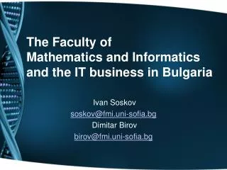 The Faculty of Mathematics and Informatics and the IT business in Bulgaria