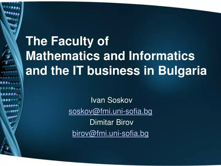the faculty of mathematics and informatics and the it business in bulgaria
