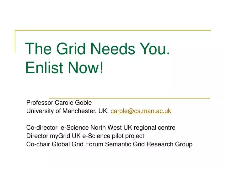 the grid needs you enlist now