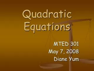 Quadratic Equations