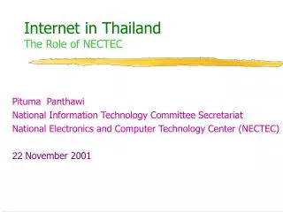 Internet in Thailand The Role of NECTEC