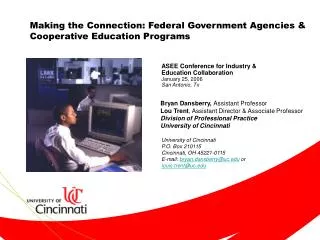 Making the Connection: Federal Government Agencies &amp; Cooperative Education Programs