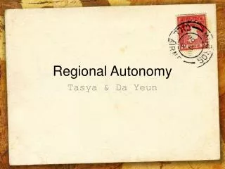 Regional Autonomy