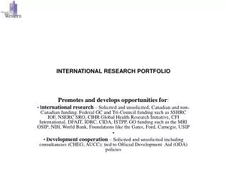 INTERNATIONAL RESEARCH PORTFOLIO