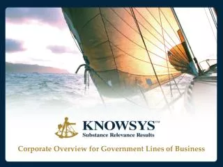 Corporate Overview for Government Lines of Business