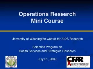 Operations Research Mini Course