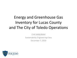 Energy and Greenhouse Gas Inventory for Lucas County and The City of Toledo Operations