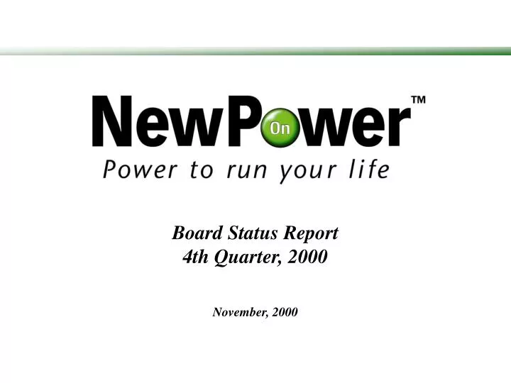 board status report 4th quarter 2000