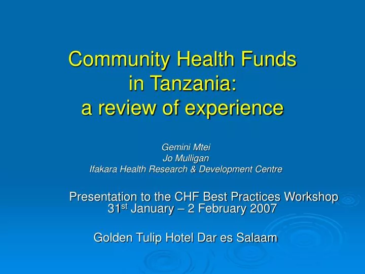 community health funds in tanzania a review of experience