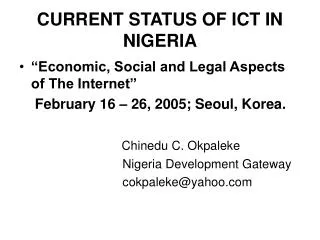 CURRENT STATUS OF ICT IN NIGERIA