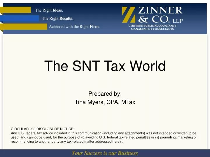 the snt tax world