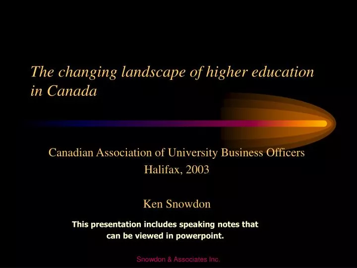 the changing landscape of higher education in canada