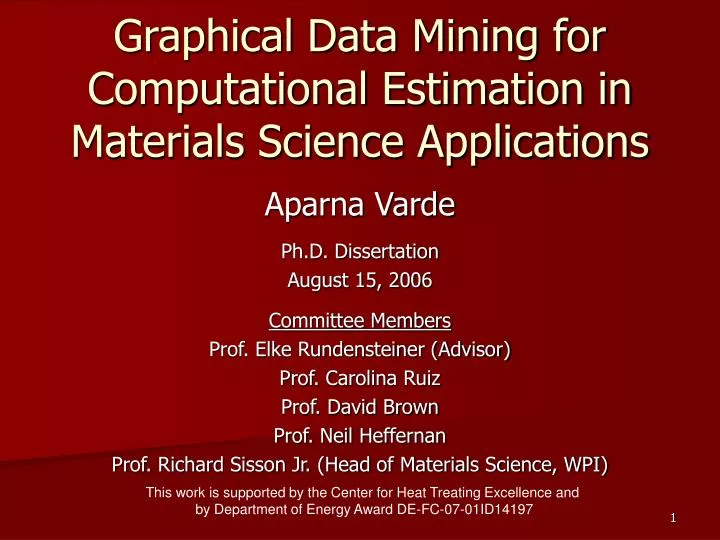 graphical data mining for computational estimation in materials science applications