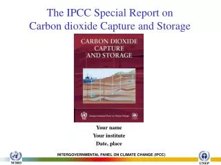 The IPCC Special Report on Carbon dioxide Capture and Storage