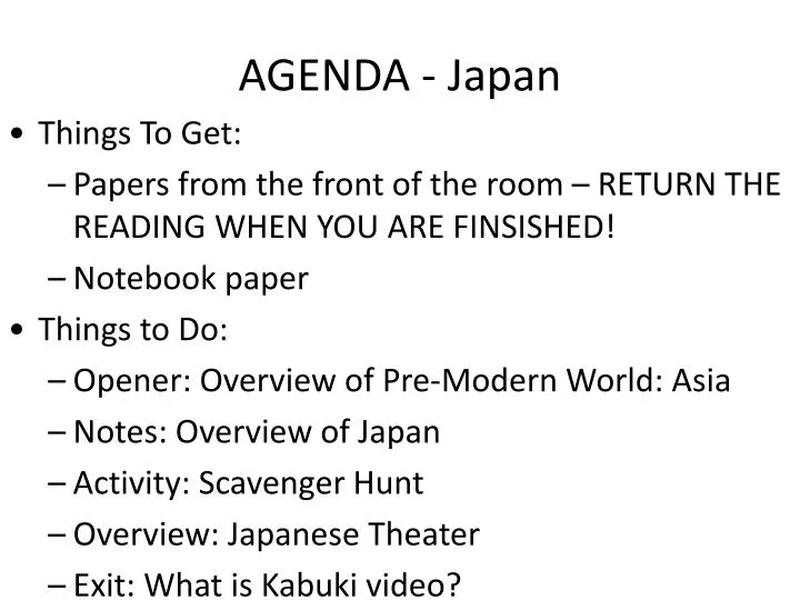 agenda japan