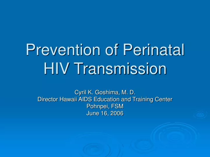 prevention of perinatal hiv transmission
