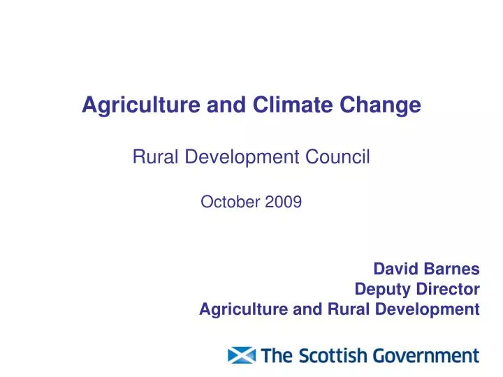 agriculture and climate change rural development council october 2009