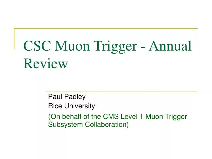 csc muon trigger annual review