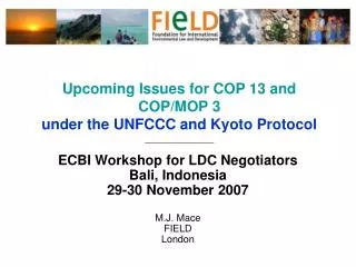 Upcoming Issues for COP 13 and COP/MOP 3 under the UNFCCC and Kyoto Protocol ______________