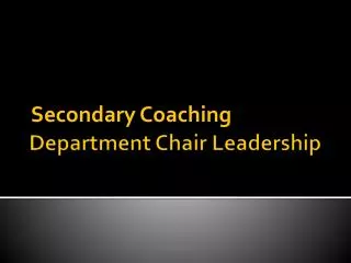 Department Chair Leadership