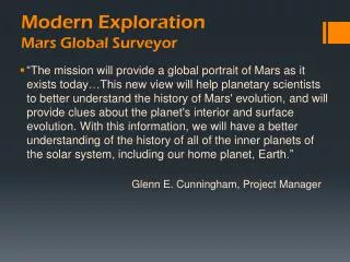 Modern Exploration Mars Global Surveyor