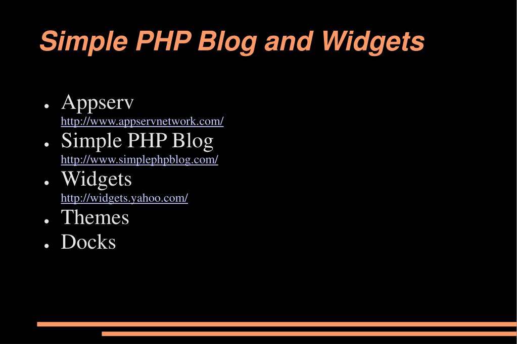 PPT - Simple PHP Blog and Widgets PowerPoint Presentation, free ...