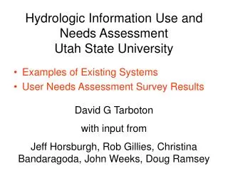 Hydrologic Information Use and Needs Assessment Utah State University