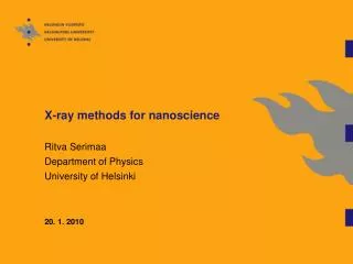 X-ray methods for nanoscience