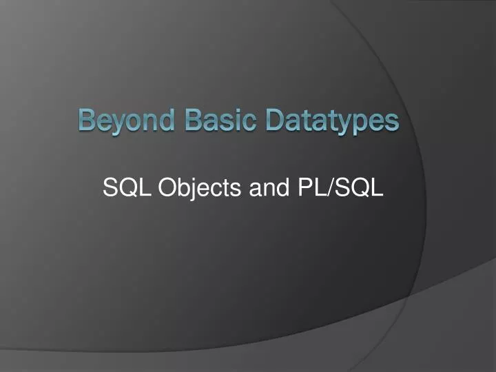 sql objects and pl sql