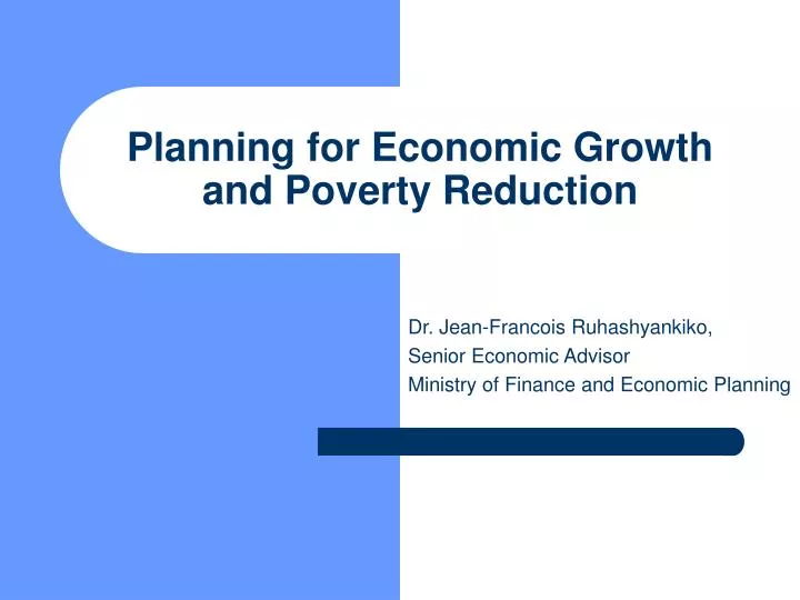 planning for economic growth and poverty reduction