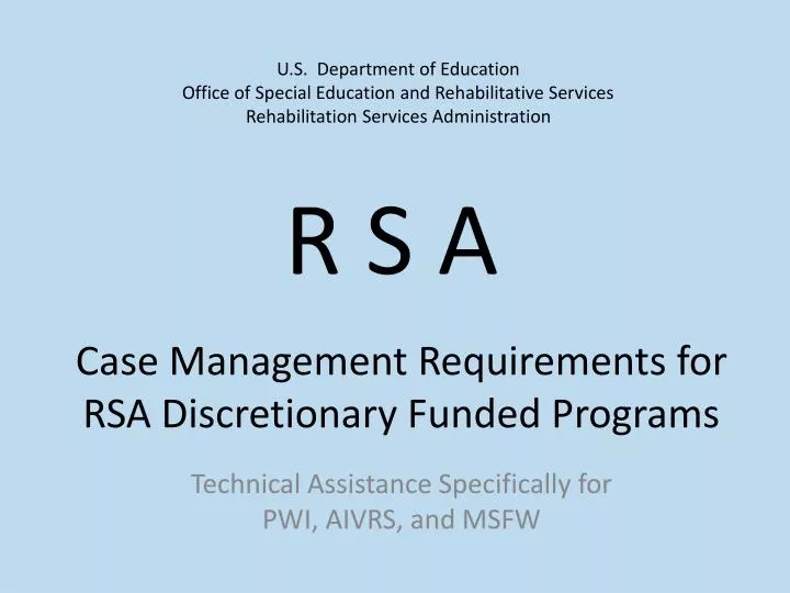 case management requirements for rsa discretionary funded programs