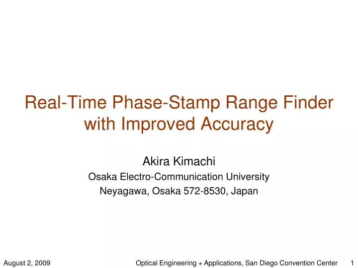 real time phase stamp range finder with improved accuracy