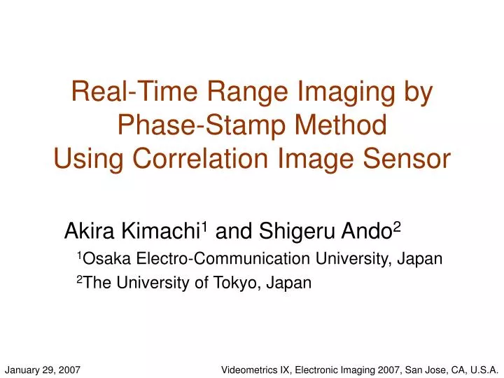 real time range imaging by phase stamp method using correlation image sensor