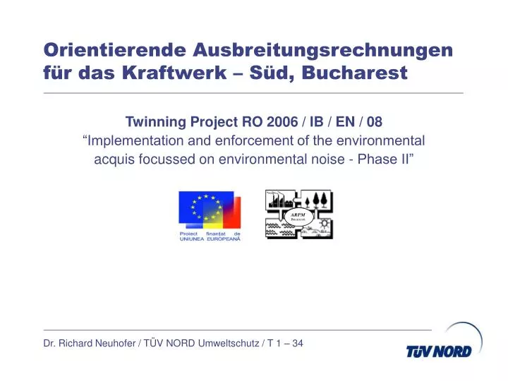 orientierende ausbreitungsrechnungen f r das kraftwerk s d bucharest