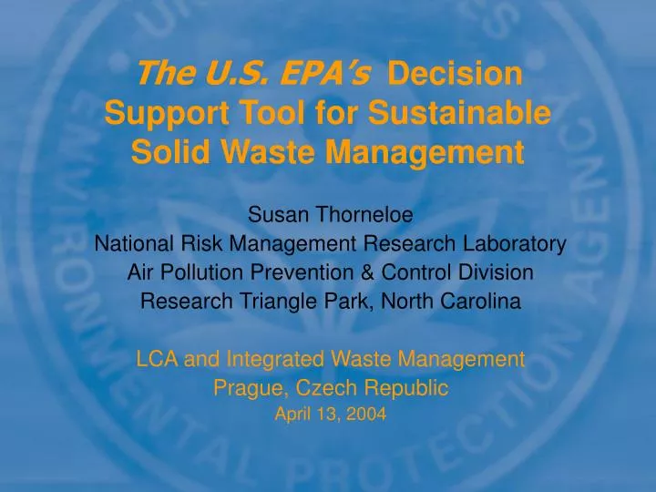 the u s epa s decision support tool for sustainable solid waste management