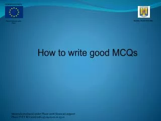 How to write good MCQs