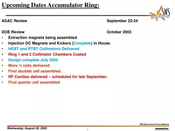 upcoming dates accumulator ring