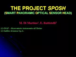 THE PROJECT SPOSH ( S MART P ANORAMIC O PTICAL S ENSOR H EAD)