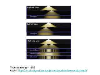 Thomas Young ~ 1805 Applet: micro.magnet.fsu/primer/java/interference/doubleslit /