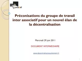 pr conisations du groupe de travail inter associatif pour un nouvel lan de la d centralisation