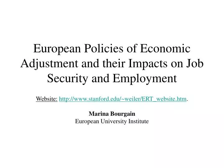 european policies of economic adjustment and their impacts on job security and employment