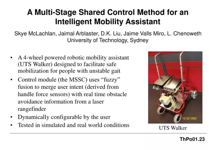 a multi stage shared control method for an intelligent mobility assistant