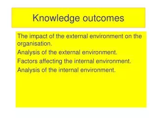 Knowledge outcomes